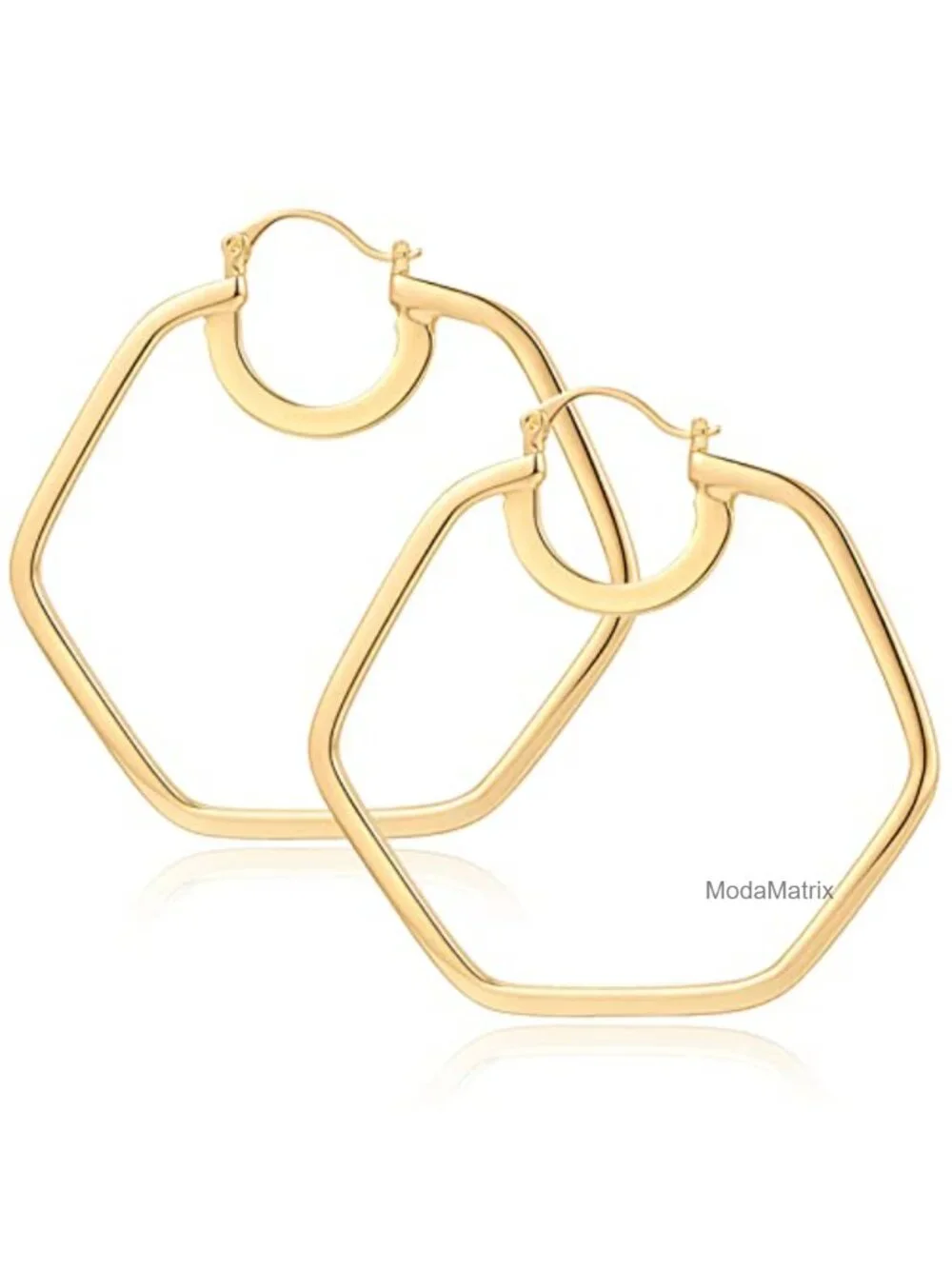 Large Chunky Hoop Earrings Y2K 90s 80s Geometric Brass Hexagon Statement Jewelry